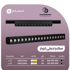 مگنيا(مگنتی) خطي لنزدار  18 وات 33 سانت فرم مشکی پارس شعاع توس