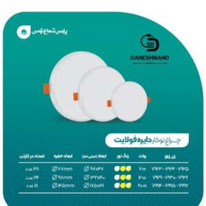 چراغ فولایت 7 وات دایره ایی پارس شعاع توس