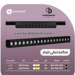 مگنيا(مگنتی) خطي لنزدار  12 وات 22 سانت فرم مشکی پارس شعاع توس