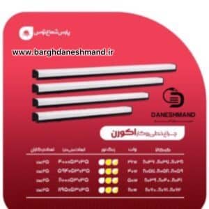 چراغ خطی اکورن 40 وات 60سانت بدنه مشکی پارس شعاع توس