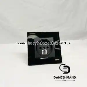 پریز تلفن توکار مشکی گلس براق برند بکر
