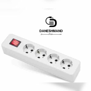 4 خانه بدون ارت با کلید با کابل ۳ متری پارت الکتریک