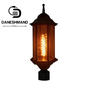 چراغ سر لوله مدل کیان شیشه برنزی کد 5905 آلومینیوم