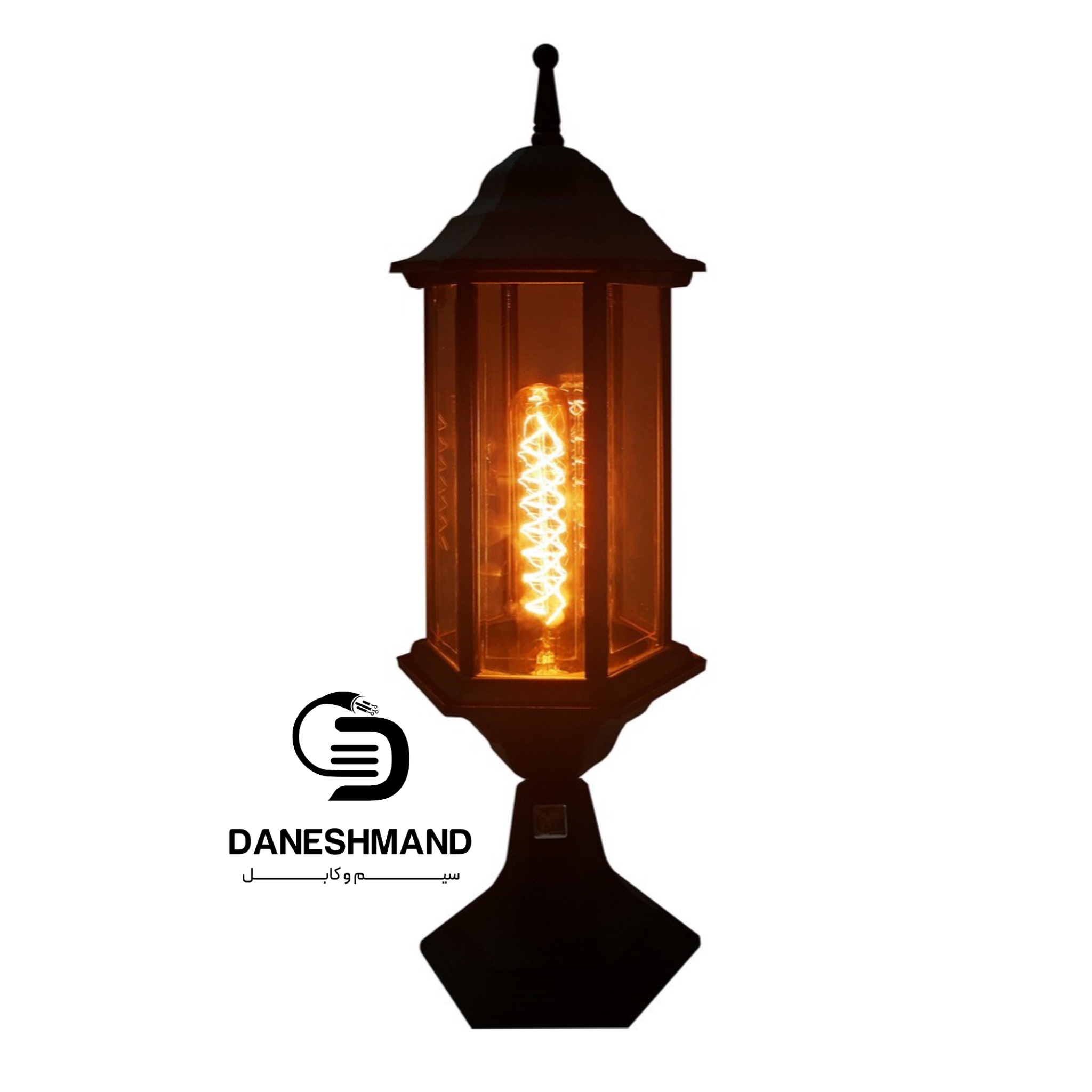 چراغ سر دری مدل کیان شیشه برنزی کد 5903 آلومینیوم