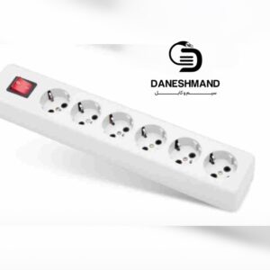 6 خانه ارت دار با کلید با کابل ۱٫۸ متری پارت الکتریک