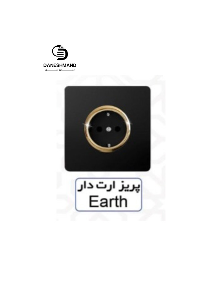 پریز ارت دار آسیا مشکی طلایی مدل کریستال