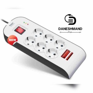 محافظ 6خانه ارت دار با کلید و کابل ۵ متری پارت الکتریک