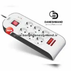 محافظ  6 خانه ارت دار با کلید و کابل ۳ متری پارت الکتریک ( کد 8795)
