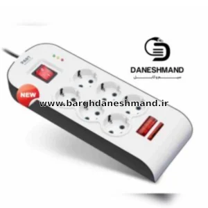 محافظ 6 خانه ارت دار با کلید و کابل ۱/۸ متری پارت الکتریک ( کد 8794)