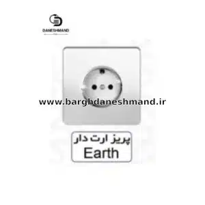 پریز  ارت دار   آسیا سفید نقره ایی مدل کریستال