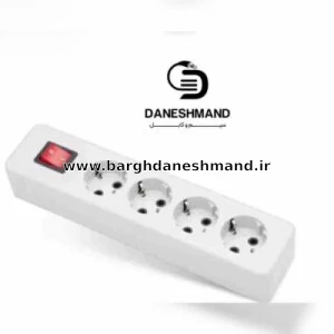 4 خانه ارت دار با کلید با کابل ۳ متری پارت الکتریک ( کد 294)