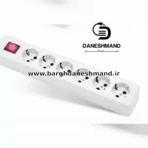 ۶ خانه ارت دار با کلید با کابل ۳ متری پارت الکتریک ( کد 707)