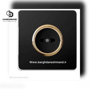 پریز ساده آسیا مشکی طلایی مدل کریستال