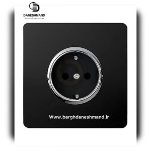 پریز ساده مشکی نقره ایی کریستال آسیا