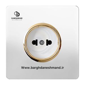 پریز ساده سفید طلایی کریستال آسیا